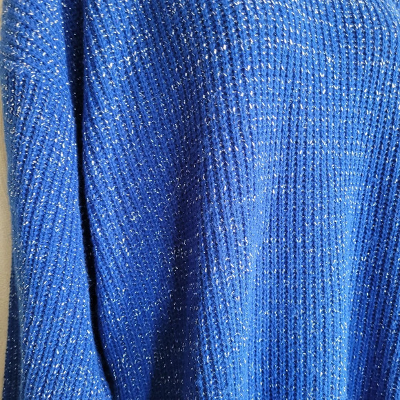 Bedford Fair Lifestyles Vintage 80's Royal Blue and Silver Tunic Sweater Size 1X - Picture 4 of 11